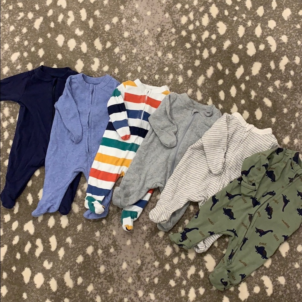Set of 6 Old Navy Zip Footies Newborn Up to 7lbs